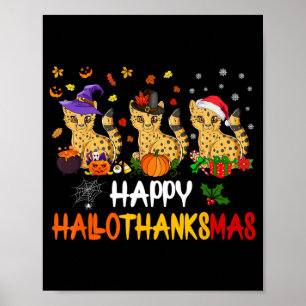 Affiche Halloween Thanksgiving Noël Cheetah Chat Hallo