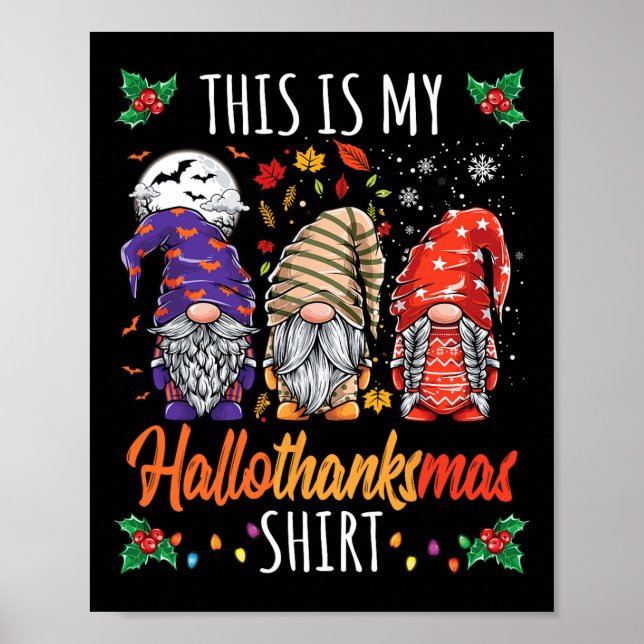Affiche Halloween Thanksgiving Noël Fun Hallothanksma (Devant)