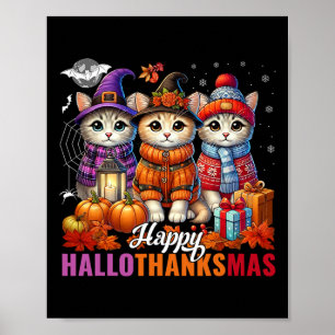 Affiche Halloween Thanksgiving Noël Joyeux Hallomerci