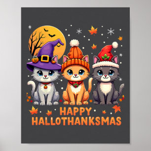 Affiche Halloween Thanksgiving Noël Joyeux Hallomerci