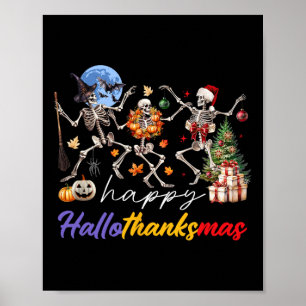 Affiche Halloween Thanksgiving Noël Joyeux Hallomerci