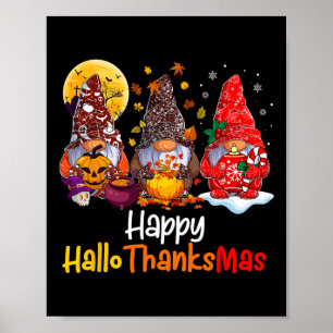 Affiche Halloween Thanksgiving Noël Joyeux Hallomerci