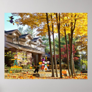 Affiche Halloween Trick ou Treat Fall Citrouilles Collage