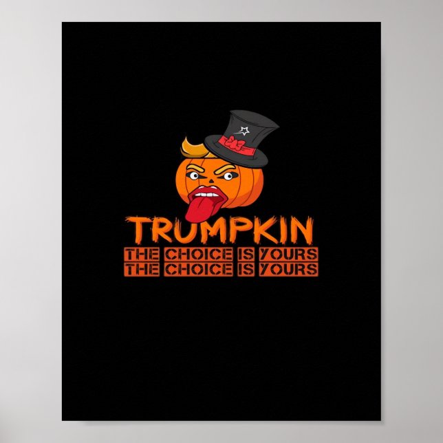 Affiche Halloween Trumpkin éffrayant Haut Chapeau et langu (Devant)