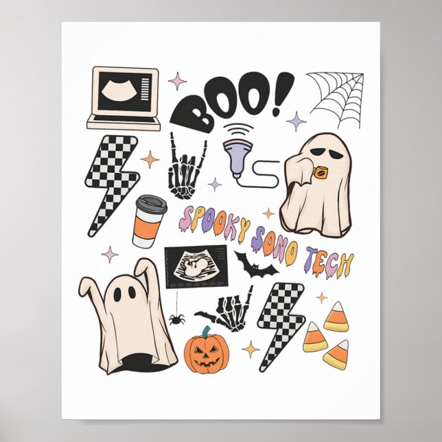 Affiche Halloween Ultrasound Tech Automne Sonographe Autom (Devant)