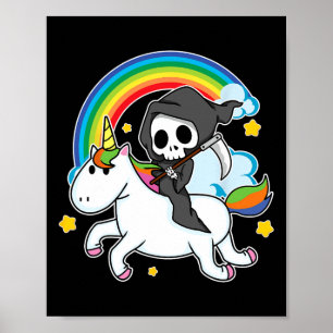 Affiche Halloween Unicorn Costume Grim Reaper équitation U