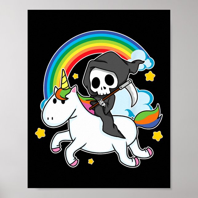 Affiche Halloween Unicorn Costume Grim Reaper équitation U (Devant)