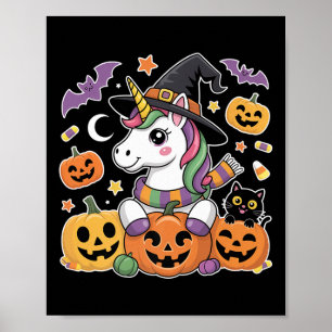 Affiche Halloween Unicorne Citrouille Chat Enfants Costume