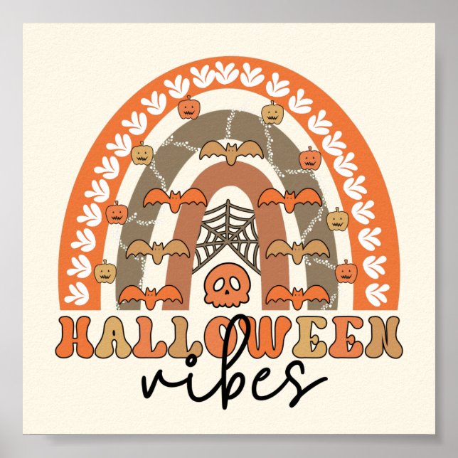 Affiche Halloween Vibes Boho Arc-en-ciel Automne Halloween (Devant)