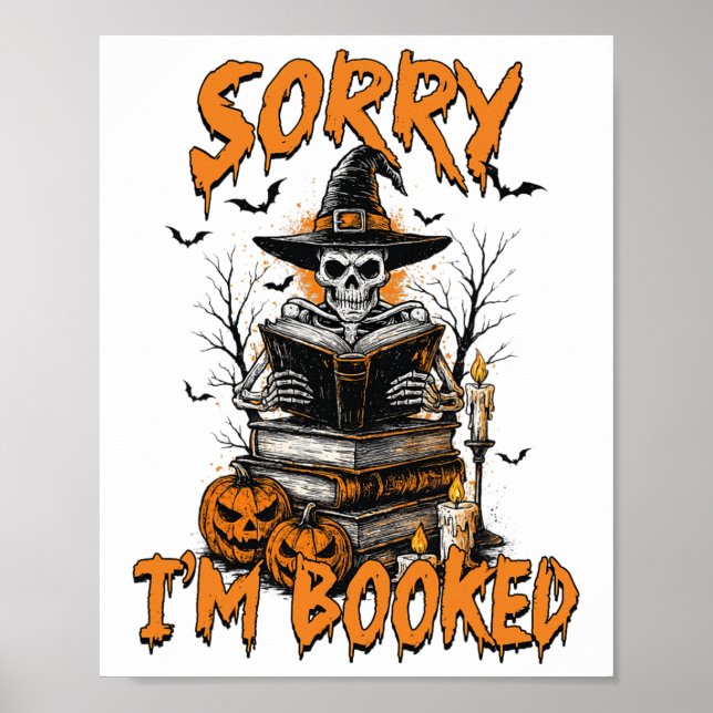 Affiche Halloween Vibes Lecture Livre Lover Bookie Désolé (Devant)