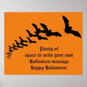 Affiche Halloween vintage avec une vague de chauves-souris
