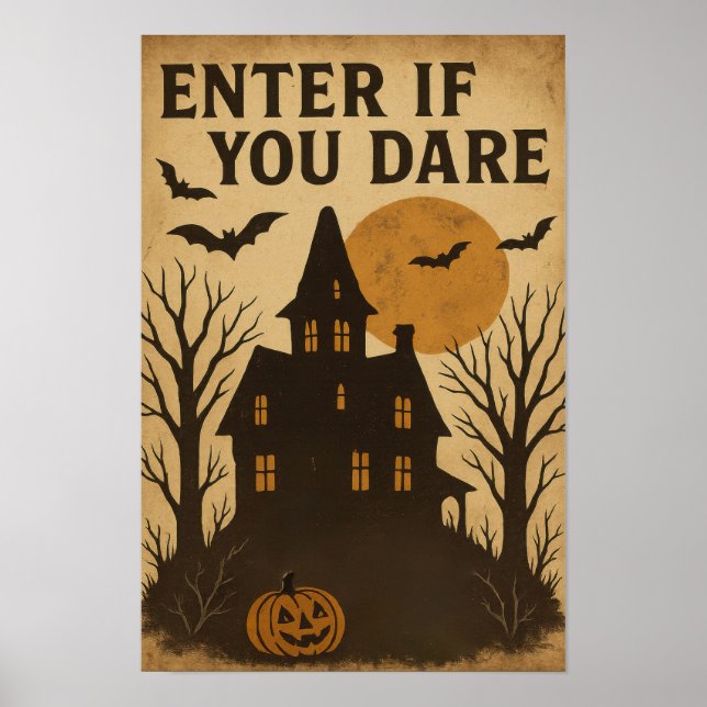 Affiche Halloween vintage Entrez si vous osez (Devant)
