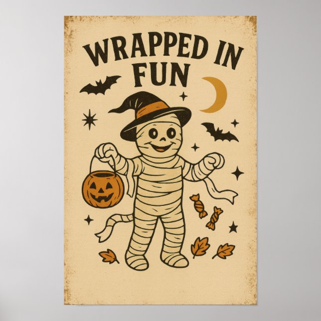 Affiche Halloween vintage enveloppé de plaisir (Devant)