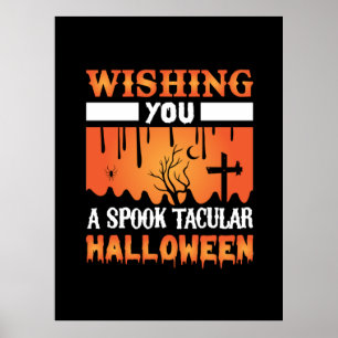 Affiche Halloween Vous Souhaite Une Halloween Éffrayante