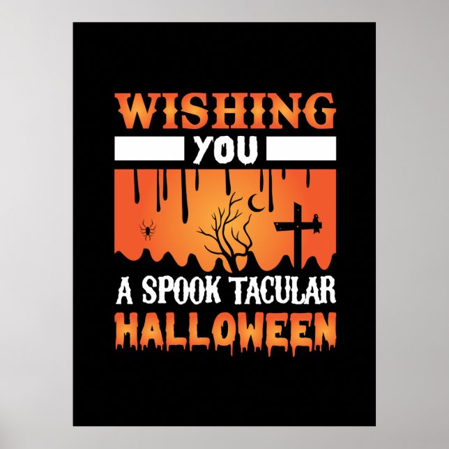Affiche Halloween Vous Souhaite Une Halloween Éffrayante (Devant)