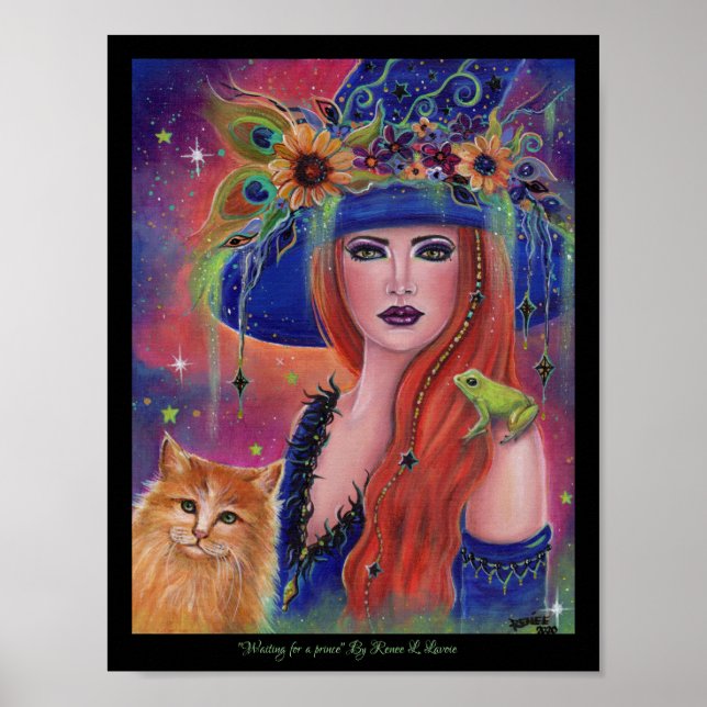 Affiche Halloween witch and frog by Renee Lavoie (Devant)