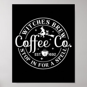 Affiche Halloween Witch Motif - Sorcières Brew Coffee And
