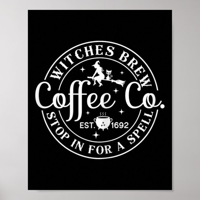 Affiche Halloween Witch Motif - Sorcières Brew Coffee And  (Devant)