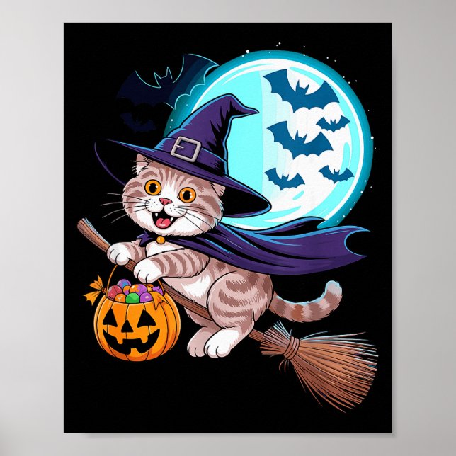 Affiche Halloween Witch Scottish Fold Moon Coupari  (Devant)