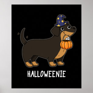 Affiche Halloweenie Drôle de Chien Saucisse Blague Fond So