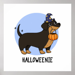Affiche Halloweenie Funny Saucisson Chien Pun