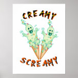 Affiche Hallows Creamy Screamy Witchy Boo Scary Halloween<br><div class="desc">Hallows Creamy Screamy Witchy Boo Scary Halloween. Halloween Festival Print, Value Poster Paper (Matte), Ghost Tees, Monster t-shirts, Spirit Horror lovers Hoodies, Women's Day Duvet Covers, Christmas Socks, and Nature tank tops to wear on Mother's Day, Father's Day, and festival holidays. The Colorful designer-fitting outfits are for Festival lovers, Thanksgiving...</div>