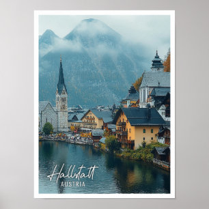 Affiche Hallstatt Autriche Belle place touristique