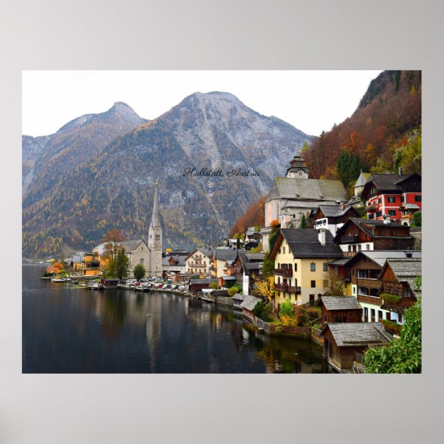 Affiche Hallstatt, Autriche paysage d'automne (Devant)