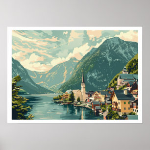 Affiche Hallstatt, Autriche Vintage