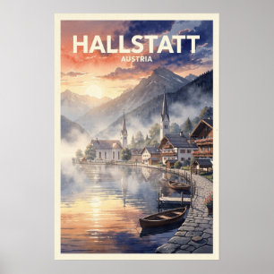Affiche Hallstatt Autriche Voyage Rétro