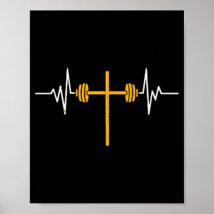 Affiche Haltère croix haltère Jésus drôle chrétien Worko