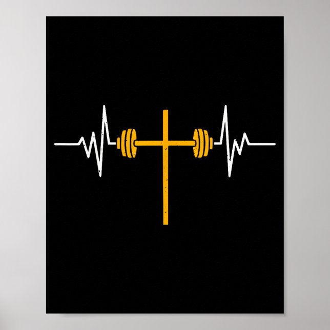 Affiche Haltère croix haltère Jésus drôle chrétien Worko (Devant)