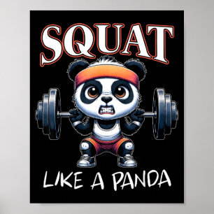 Affiche Haltère Panda Fitness Citation Drôle de Gym Squat