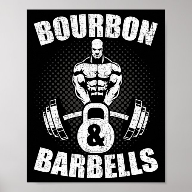 Affiche Haltères Bourbon Fitness Bodybuilding Musculation (Devant)