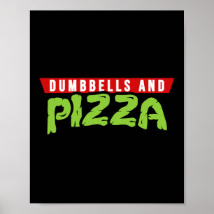 Affiche Haltères et pizza drôle de thème de tortue mignonn