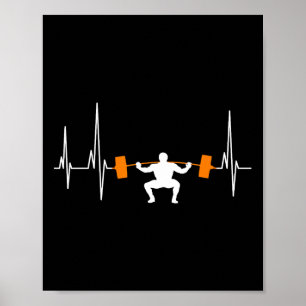 Affiche Haltères Musculation Battement de coeur Bodybuildi
