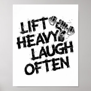Affiche Halterophile de musculation soulève lourd, rit sou