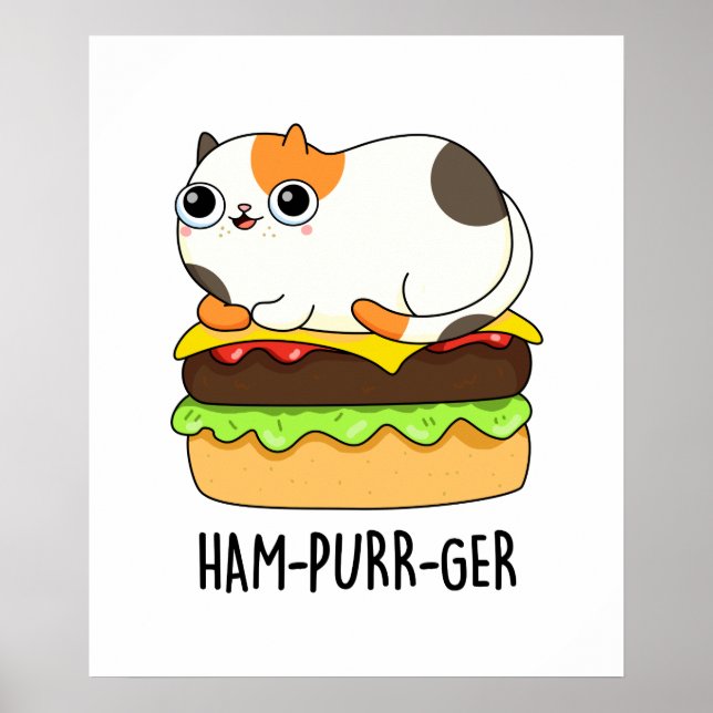 Affiche Ham-Purr-Ger Funny Chat Hamburger Pun (Devant)