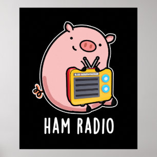 Affiche Ham Radio Funny Pig Pun Dark BG