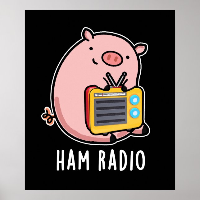 Affiche Ham Radio Funny Pig Pun Dark BG (Devant)