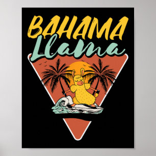 Affiche Hama Llama Drôle Llama Surfeur Surfant Planche de