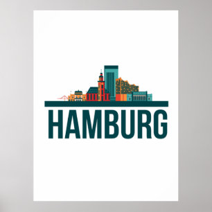 Affiche Hambourg Allemagne Skyline