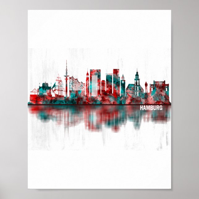Affiche Hambourg Allemagne Skyline (Devant)