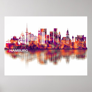 Affiche Hambourg Allemagne Skyline