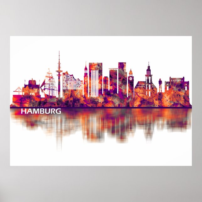 Affiche Hambourg Allemagne Skyline (Devant)