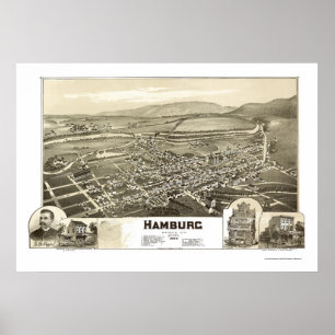 Affiche Hambourg, PA Carte panoramique - 1889