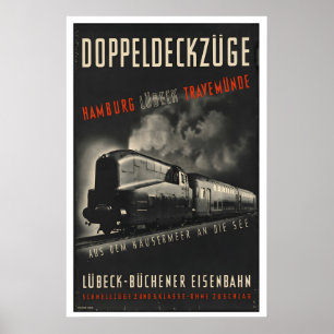 Affiche Hambourg Travemunde Lubeck Allemagne Voyage Vintag