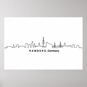 Affiche HAMBURG Elbe Allemagne City Skyline Silhouette