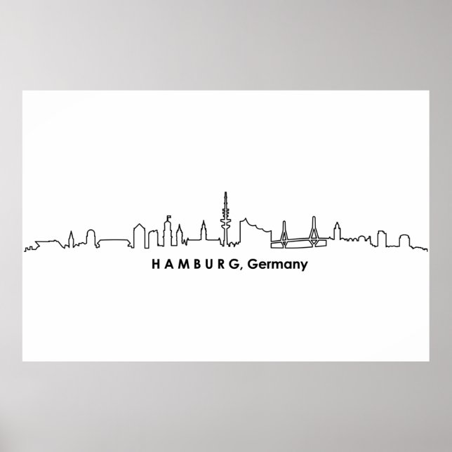 Affiche HAMBURG Elbe Germany City Skyline Silhouette (Devant)