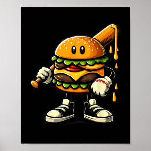 Affiche Hamburger Cheeseburger Jouer Vendre Joueur Sport